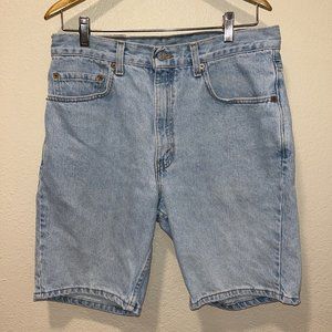 Vintage Levis 505 Denim Jean Shorts Regular Fit Mens 34 Blue Light Wash